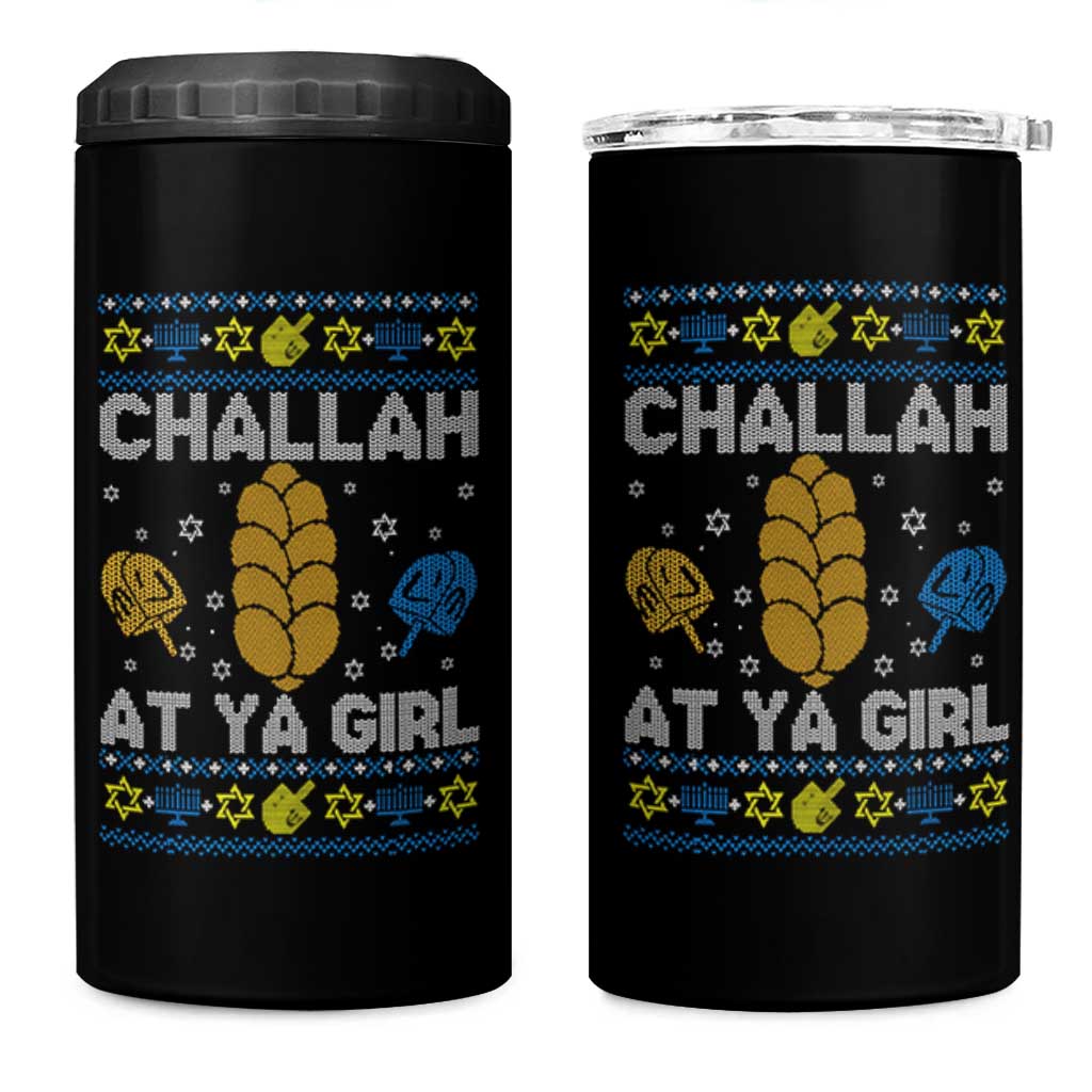 Funny Ugly Hanukkah 4 in 1 Can Cooler Tumbler Challah At Ya Girl Matching - Wonder Print Shop