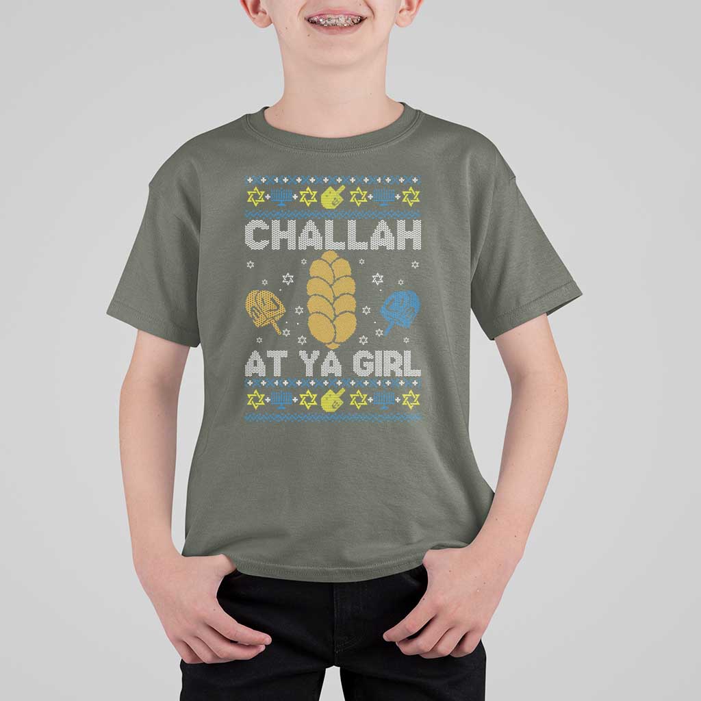 Funny Ugly Hanukkah T Shirt For Kid Challah At Ya Girl Matching - Wonder Print Shop