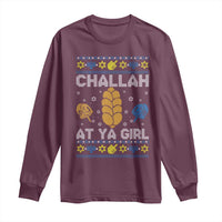 Funny Ugly Hanukkah Long Sleeve Shirt Challah At Ya Girl Matching - Wonder Print Shop
