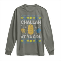Funny Ugly Hanukkah Long Sleeve Shirt Challah At Ya Girl Matching - Wonder Print Shop