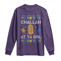 Funny Ugly Hanukkah Long Sleeve Shirt Challah At Ya Girl Matching - Wonder Print Shop