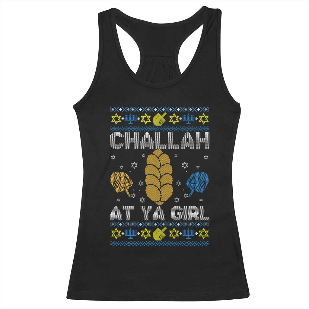 Funny Ugly Hanukkah Racerback Tank Top Challah At Ya Girl Matching - Wonder Print Shop