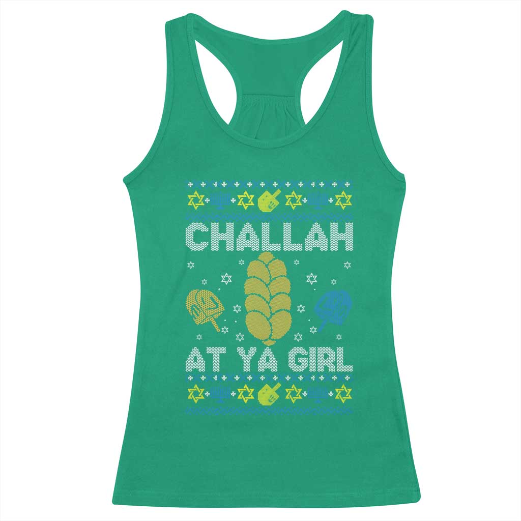 Funny Ugly Hanukkah Racerback Tank Top Challah At Ya Girl Matching - Wonder Print Shop