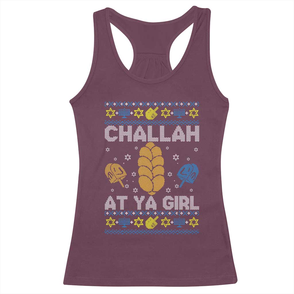 Funny Ugly Hanukkah Racerback Tank Top Challah At Ya Girl Matching - Wonder Print Shop