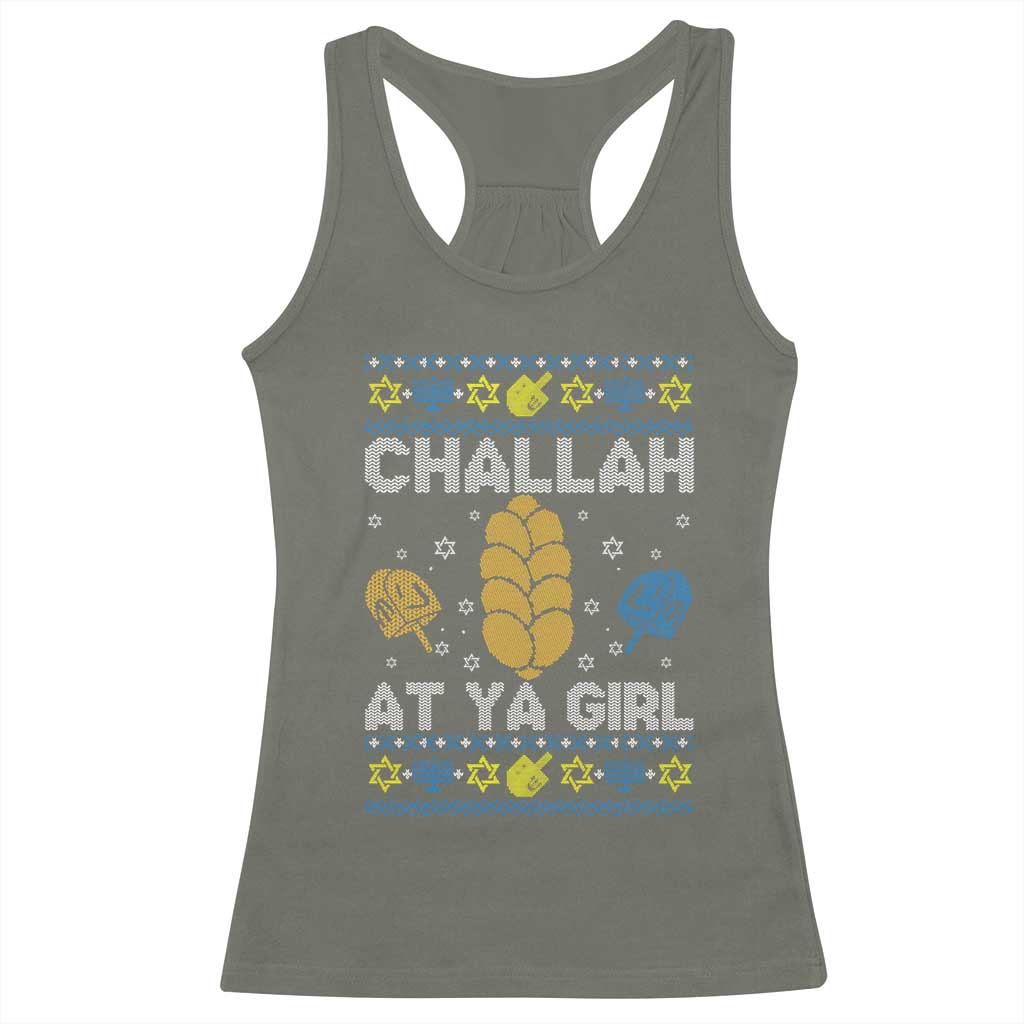 Funny Ugly Hanukkah Racerback Tank Top Challah At Ya Girl Matching - Wonder Print Shop
