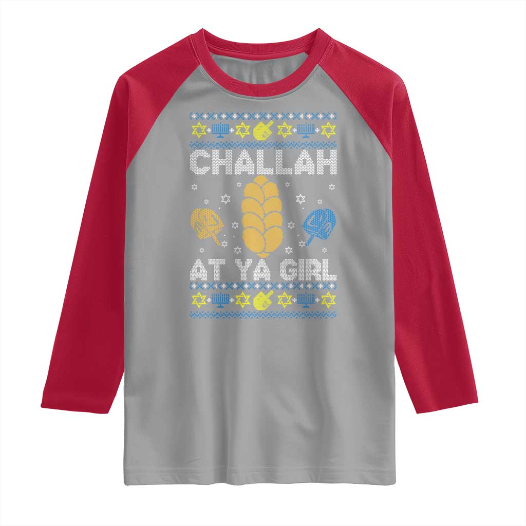Funny Ugly Hanukkah Raglan Shirt Challah At Ya Girl Matching - Wonder Print Shop