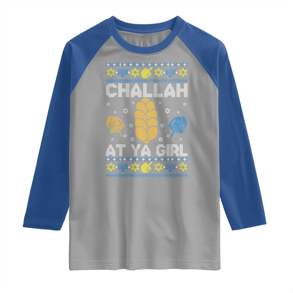 Funny Ugly Hanukkah Raglan Shirt Challah At Ya Girl Matching - Wonder Print Shop