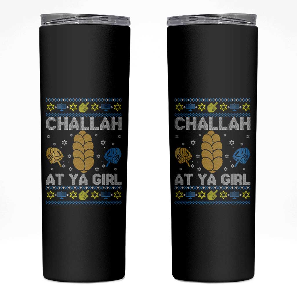Funny Ugly Hanukkah Skinny Tumbler Challah At Ya Girl Matching - Wonder Print Shop