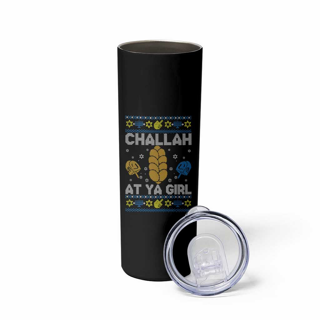 Funny Ugly Hanukkah Skinny Tumbler Challah At Ya Girl Matching - Wonder Print Shop