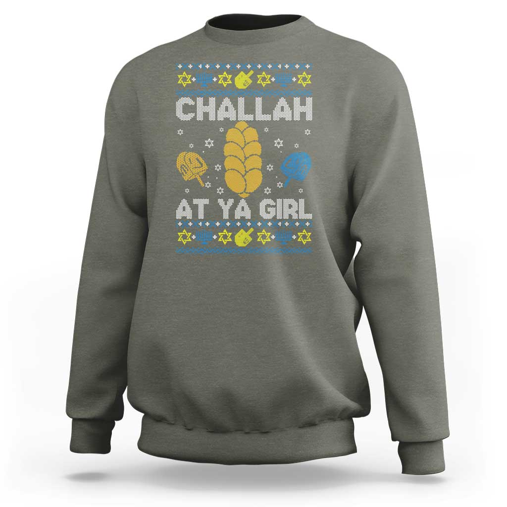 Funny Ugly Hanukkah Sweatshirt Challah At Ya Girl Matching - Wonder Print Shop