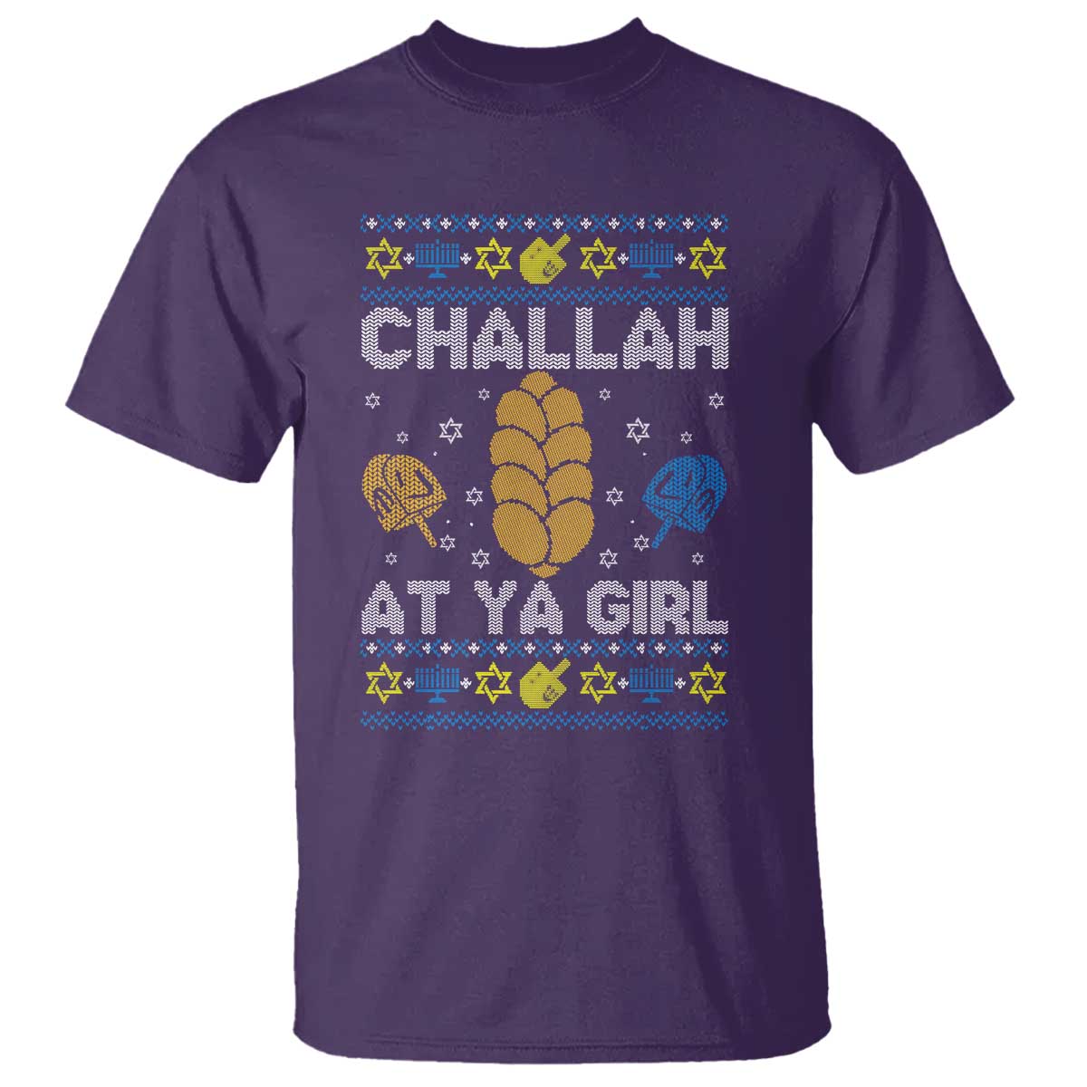 Funny Ugly Hanukkah T Shirt Challah At Ya Girl Matching - Wonder Print Shop