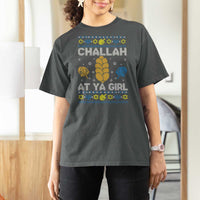 Funny Ugly Hanukkah T Shirt For Women Challah At Ya Girl Matching - Wonder Print Shop