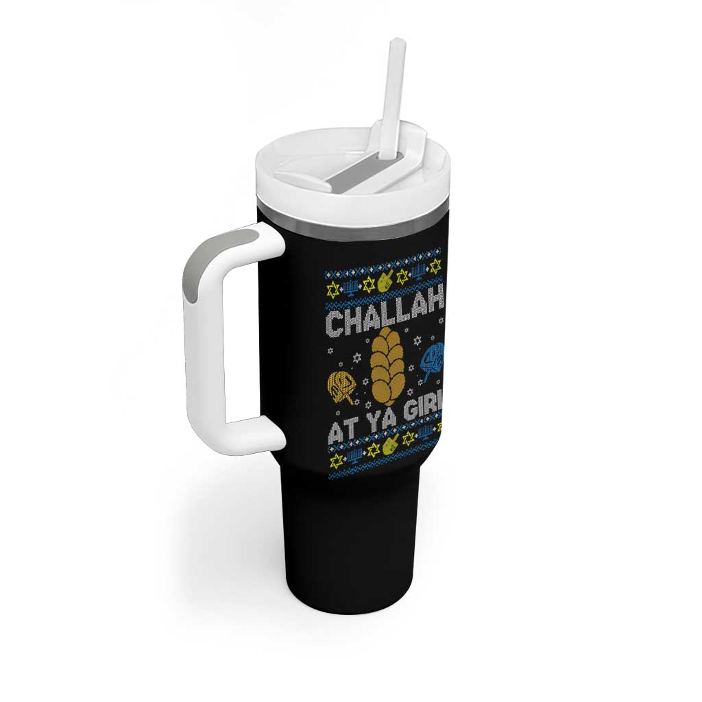 Funny Ugly Hanukkah Tumbler With Handle Challah At Ya Girl Matching - Wonder Print Shop