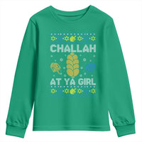 Funny Ugly Hanukkah Youth Sweatshirt Challah At Ya Girl Matching - Wonder Print Shop