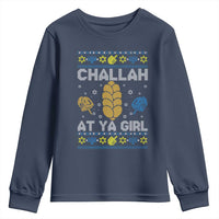Funny Ugly Hanukkah Youth Sweatshirt Challah At Ya Girl Matching - Wonder Print Shop