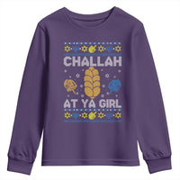 Funny Ugly Hanukkah Youth Sweatshirt Challah At Ya Girl Matching - Wonder Print Shop