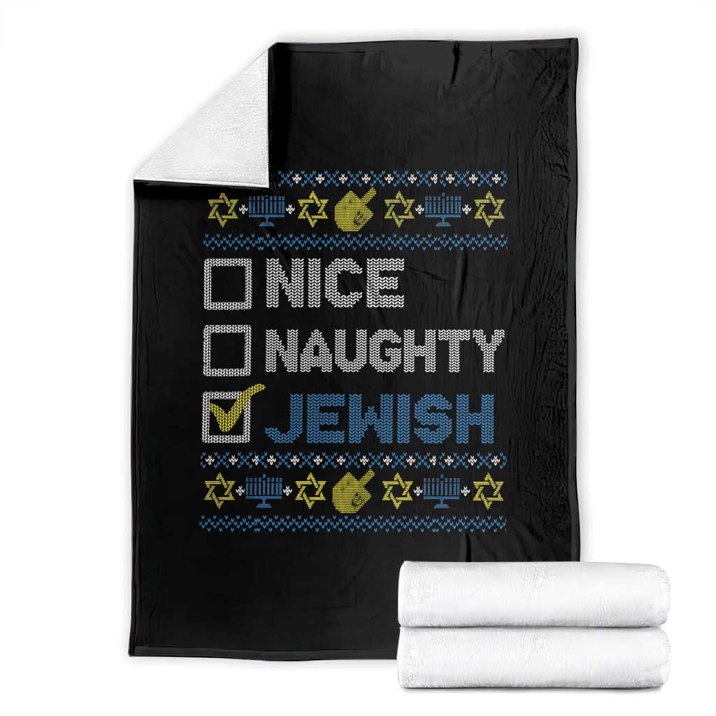 Nice Naughty Jewish Ugly Hanukkah Throw Blanket Chanukah Jew Gift - Wonder Print Shop