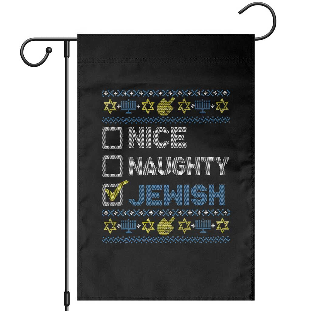 Nice Naughty Jewish Ugly Hanukkah Garden Flag Chanukah Jew Gift - Wonder Print Shop