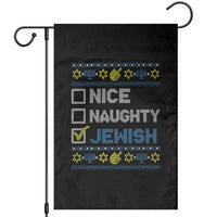 Nice Naughty Jewish Ugly Hanukkah Garden Flag Chanukah Jew Gift - Wonder Print Shop