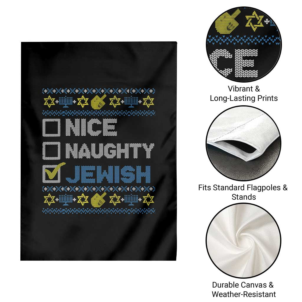 Nice Naughty Jewish Ugly Hanukkah Garden Flag Chanukah Jew Gift - Wonder Print Shop