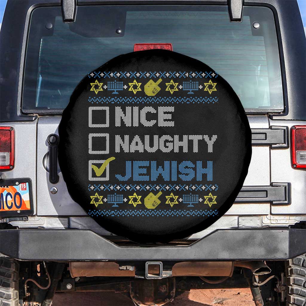 Nice Naughty Jewish Ugly Hanukkah Spare Tire Cover Chanukah Jew Gift - Wonder Print Shop