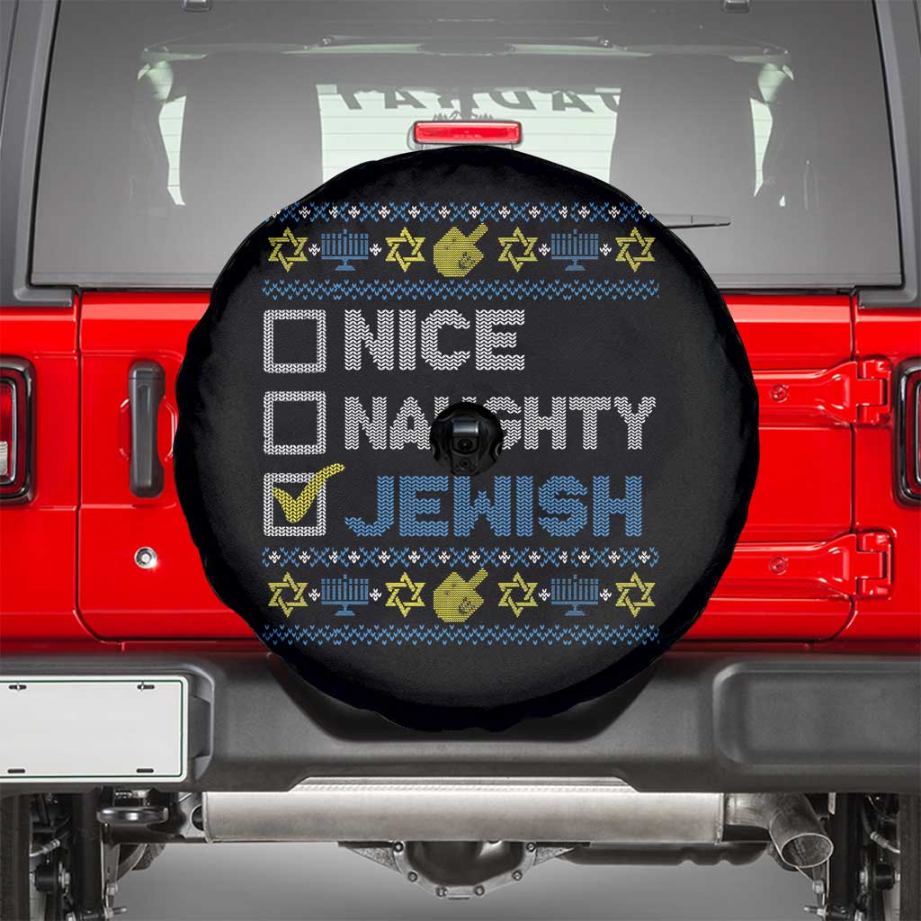 Nice Naughty Jewish Ugly Hanukkah Spare Tire Cover Chanukah Jew Gift - Wonder Print Shop