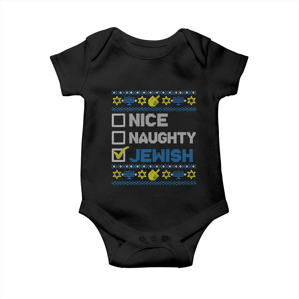 Nice Naughty Jewish Ugly Hanukkah Baby Onesie Chanukah Jew Gift - Wonder Print Shop
