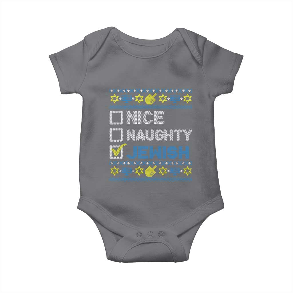 Nice Naughty Jewish Ugly Hanukkah Baby Onesie Chanukah Jew Gift - Wonder Print Shop