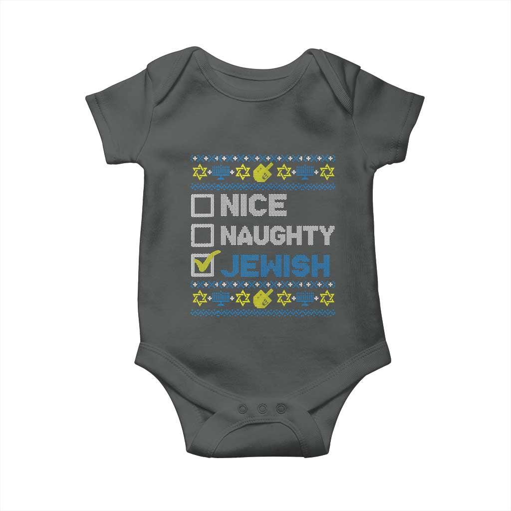 Nice Naughty Jewish Ugly Hanukkah Baby Onesie Chanukah Jew Gift - Wonder Print Shop