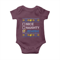 Nice Naughty Jewish Ugly Hanukkah Baby Onesie Chanukah Jew Gift - Wonder Print Shop