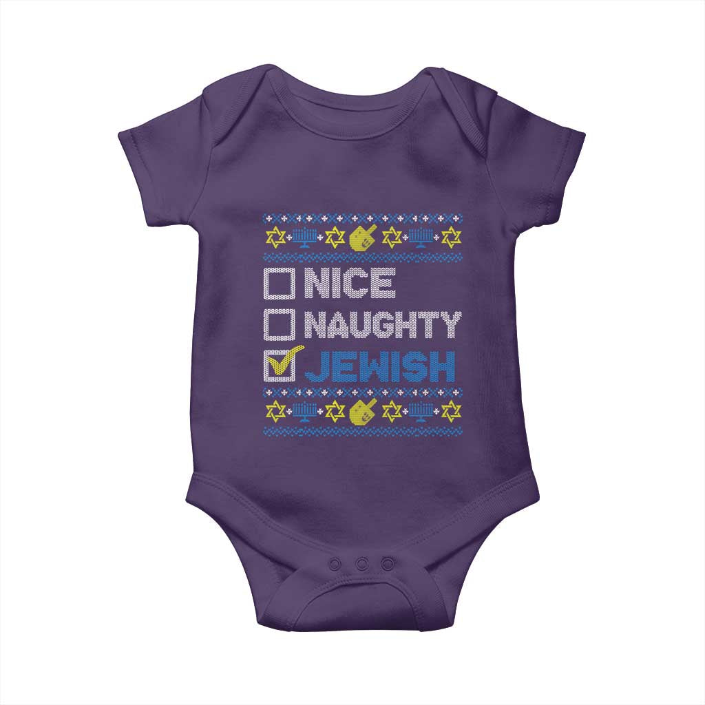 Nice Naughty Jewish Ugly Hanukkah Baby Onesie Chanukah Jew Gift - Wonder Print Shop
