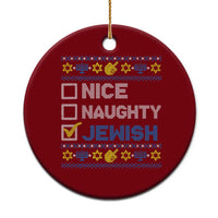 Nice Naughty Jewish Ugly Hanukkah Ceramic Ornament Chanukah Jew Gift - Wonder Print Shop