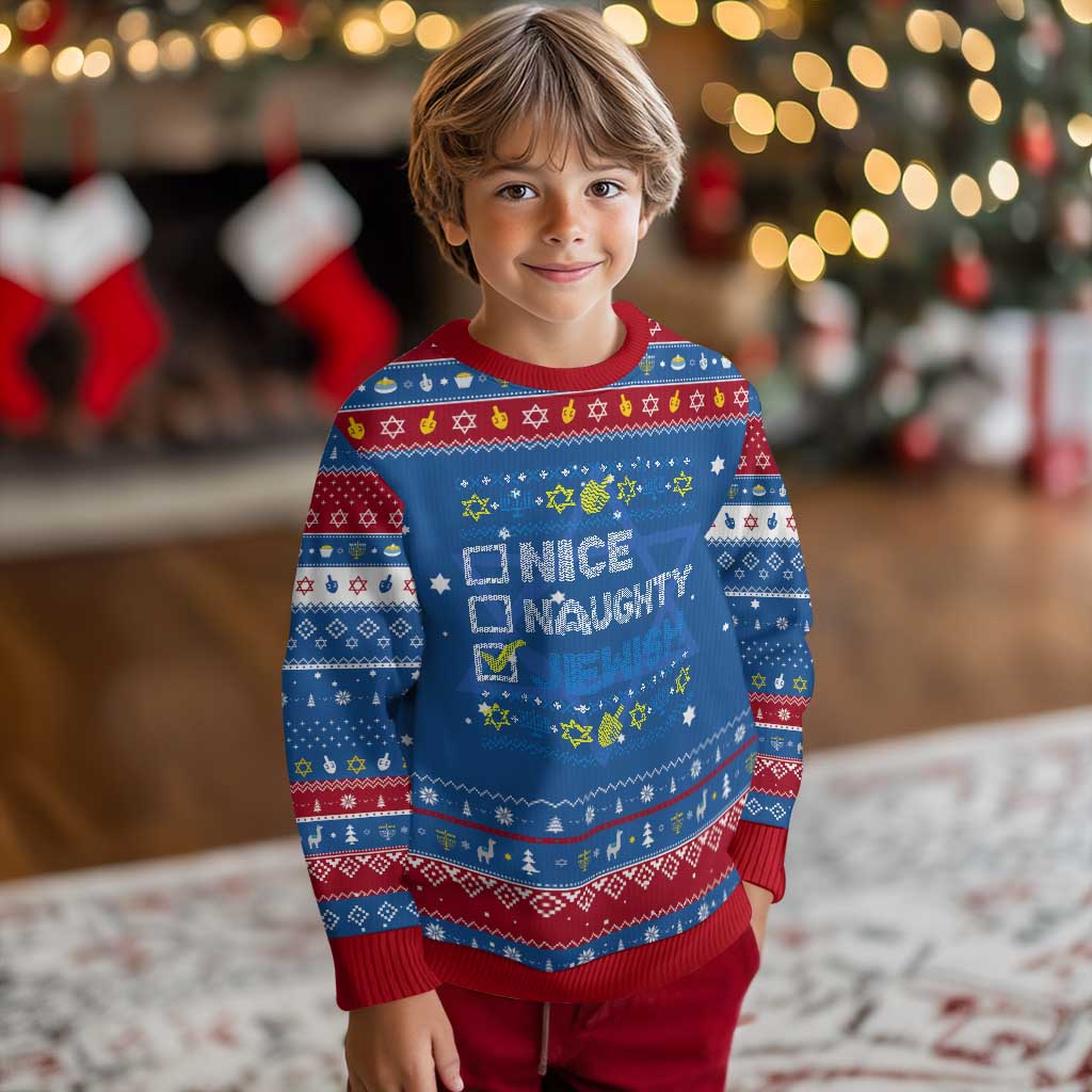Nice Naughty Jewish Ugly Hanukkah Hanukkah Ugly Sweater Chanukah Jew Gift - Wonder Print Shop