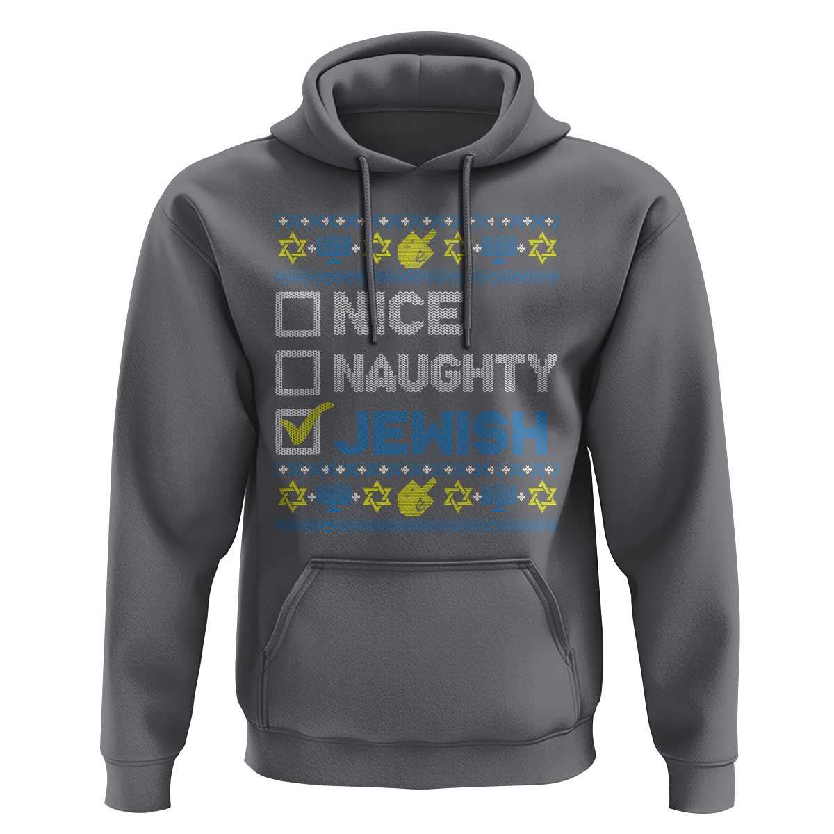 Nice Naughty Jewish Ugly Hanukkah Hoodie Chanukah Jew Gift - Wonder Print Shop