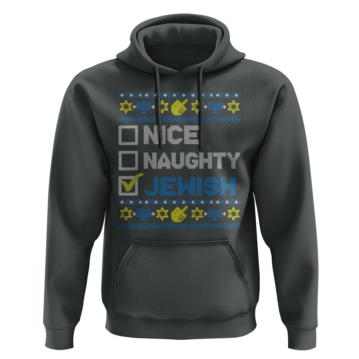 Nice Naughty Jewish Ugly Hanukkah Hoodie Chanukah Jew Gift - Wonder Print Shop