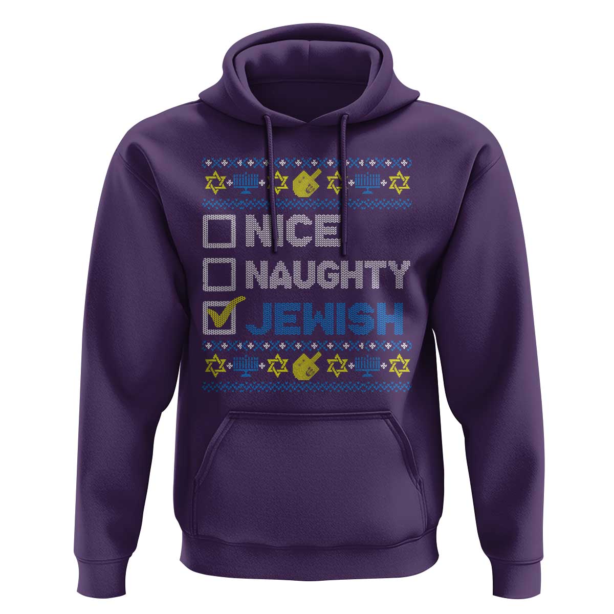 Nice Naughty Jewish Ugly Hanukkah Hoodie Chanukah Jew Gift - Wonder Print Shop