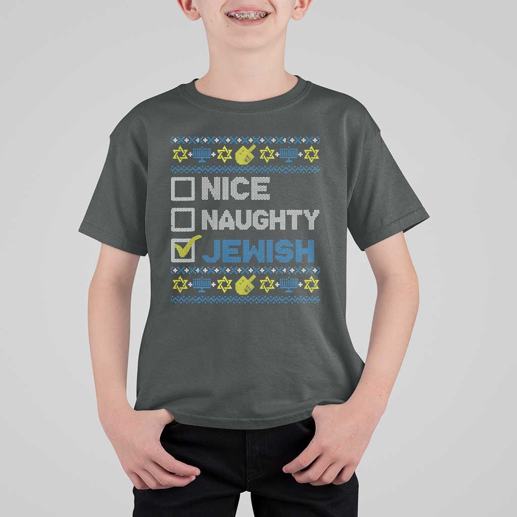 Nice Naughty Jewish Ugly Hanukkah T Shirt For Kid Chanukah Jew Gift - Wonder Print Shop