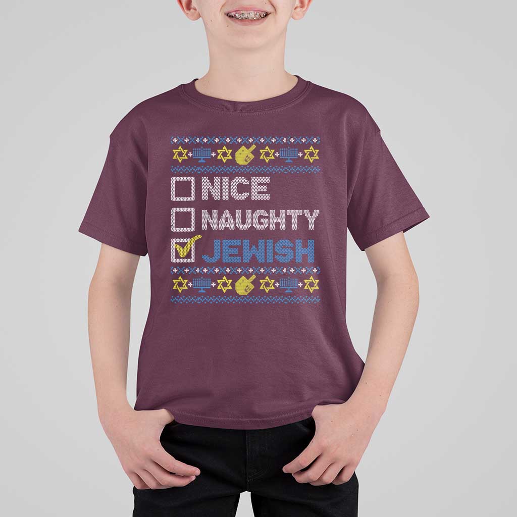 Nice Naughty Jewish Ugly Hanukkah T Shirt For Kid Chanukah Jew Gift - Wonder Print Shop