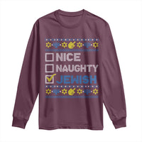 Nice Naughty Jewish Ugly Hanukkah Long Sleeve Shirt Chanukah Jew Gift - Wonder Print Shop