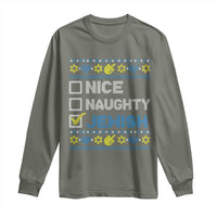 Nice Naughty Jewish Ugly Hanukkah Long Sleeve Shirt Chanukah Jew Gift - Wonder Print Shop