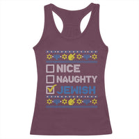 Nice Naughty Jewish Ugly Hanukkah Racerback Tank Top Chanukah Jew Gift - Wonder Print Shop