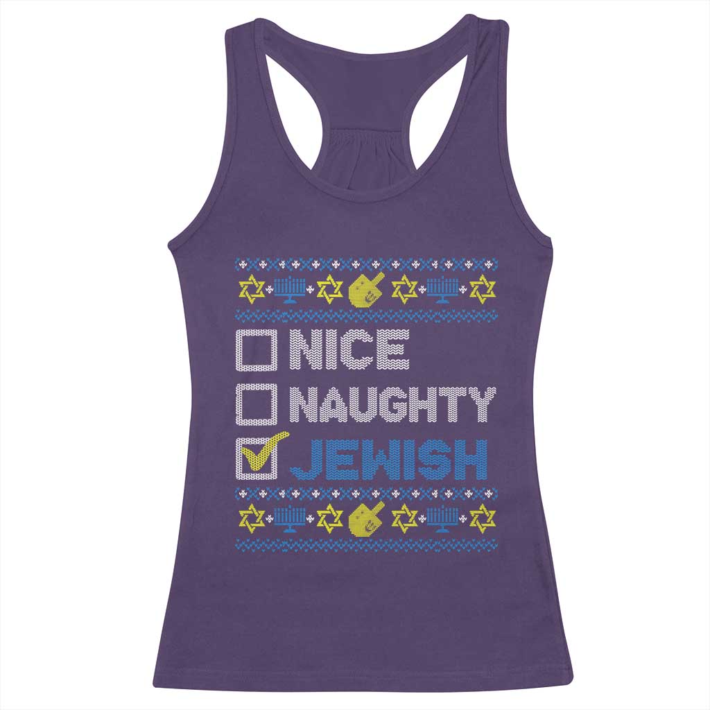 Nice Naughty Jewish Ugly Hanukkah Racerback Tank Top Chanukah Jew Gift - Wonder Print Shop