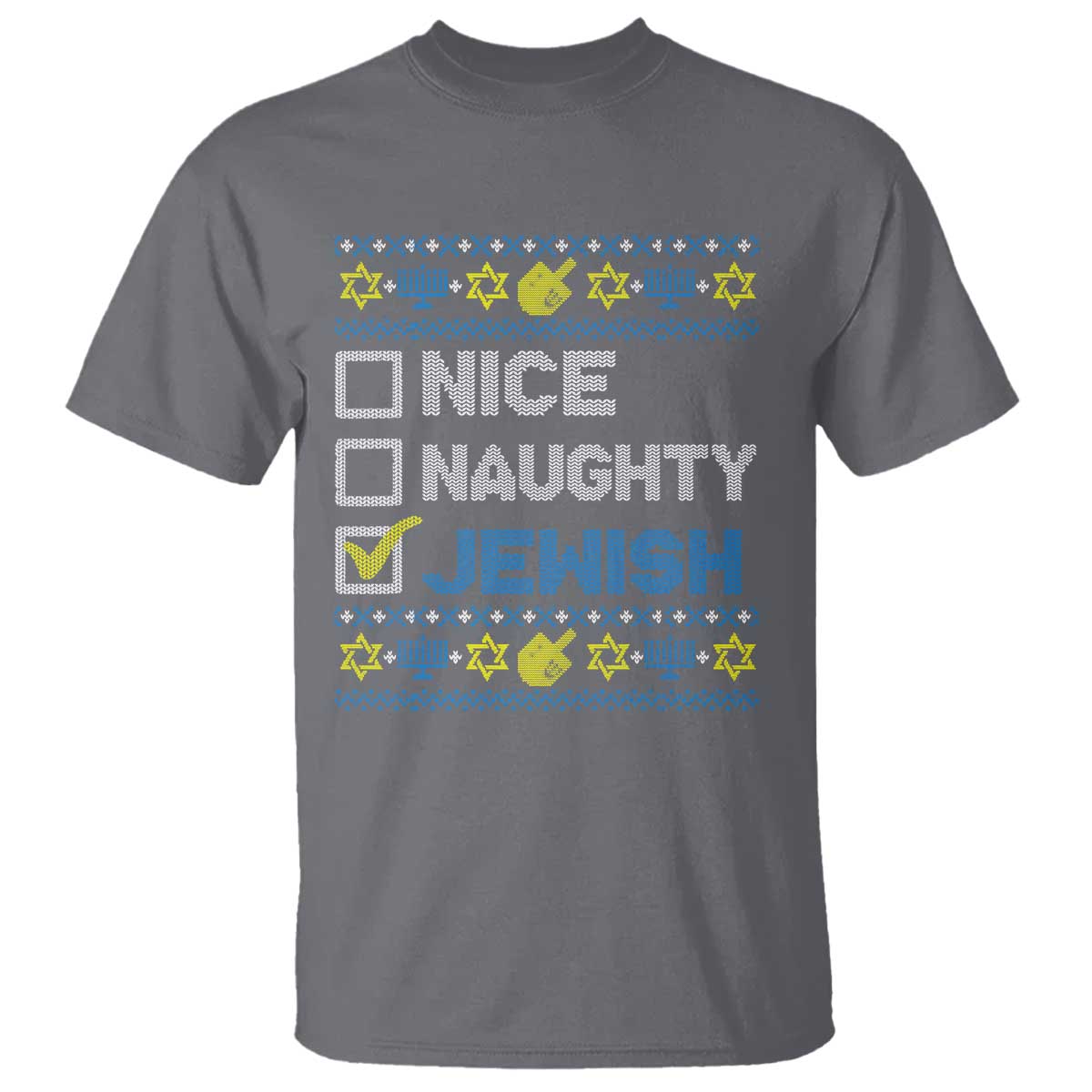 Nice Naughty Jewish Ugly Hanukkah T Shirt Chanukah Jew Gift - Wonder Print Shop