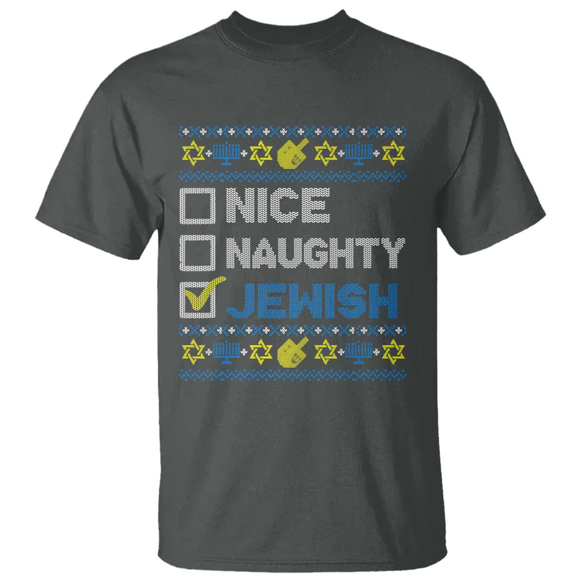 Nice Naughty Jewish Ugly Hanukkah T Shirt Chanukah Jew Gift - Wonder Print Shop