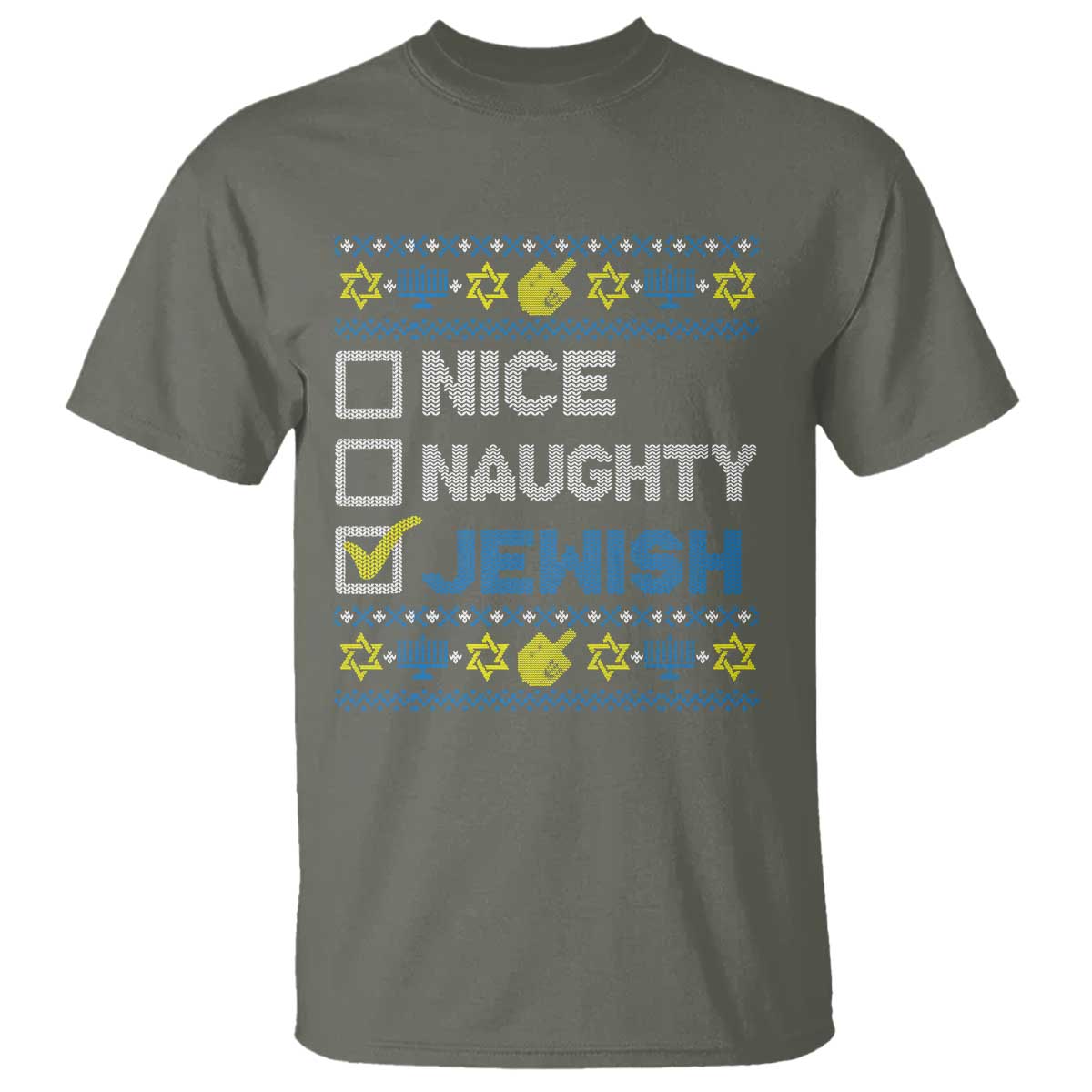 Nice Naughty Jewish Ugly Hanukkah T Shirt Chanukah Jew Gift - Wonder Print Shop