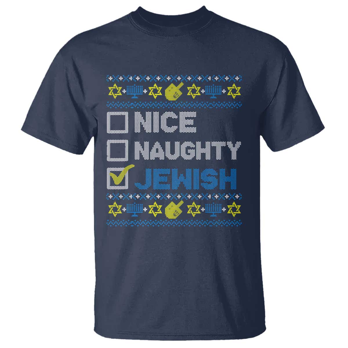 Nice Naughty Jewish Ugly Hanukkah T Shirt Chanukah Jew Gift - Wonder Print Shop