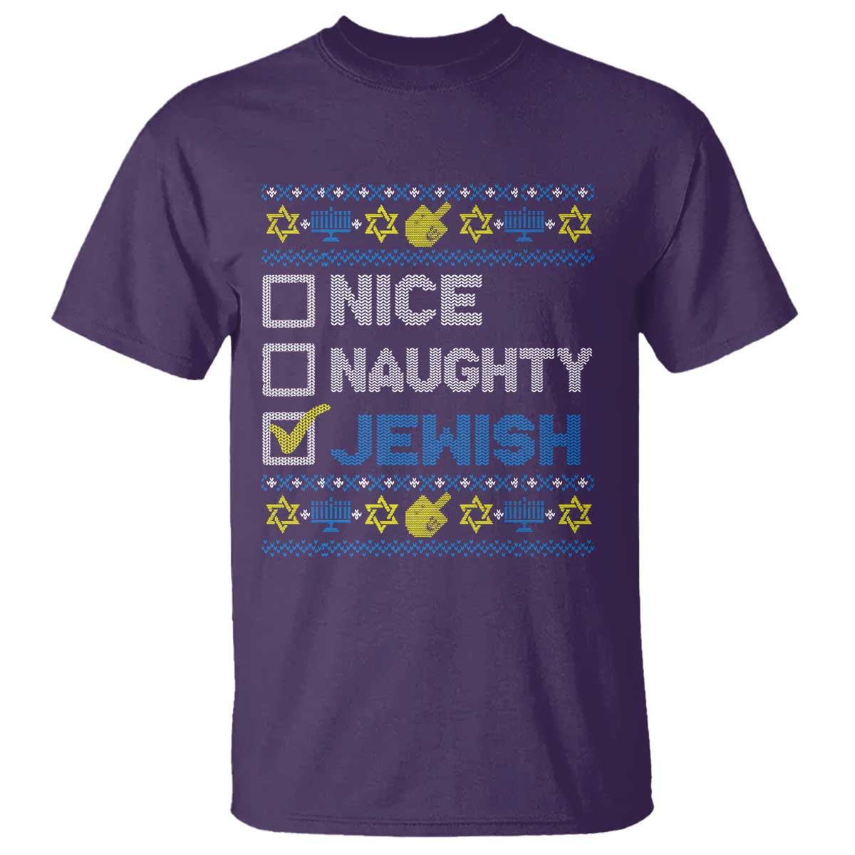 Nice Naughty Jewish Ugly Hanukkah T Shirt Chanukah Jew Gift - Wonder Print Shop