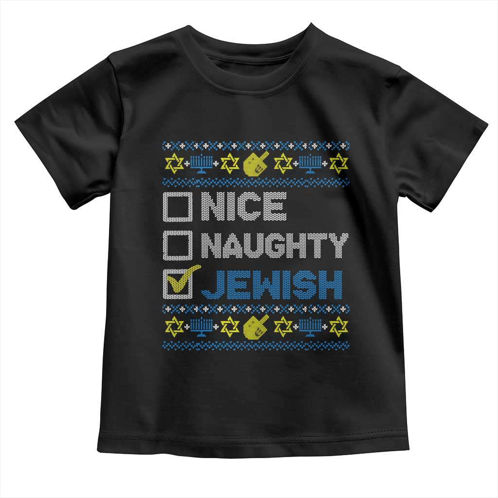 Nice Naughty Jewish Ugly Hanukkah Toddler T Shirt Chanukah Jew Gift - Wonder Print Shop