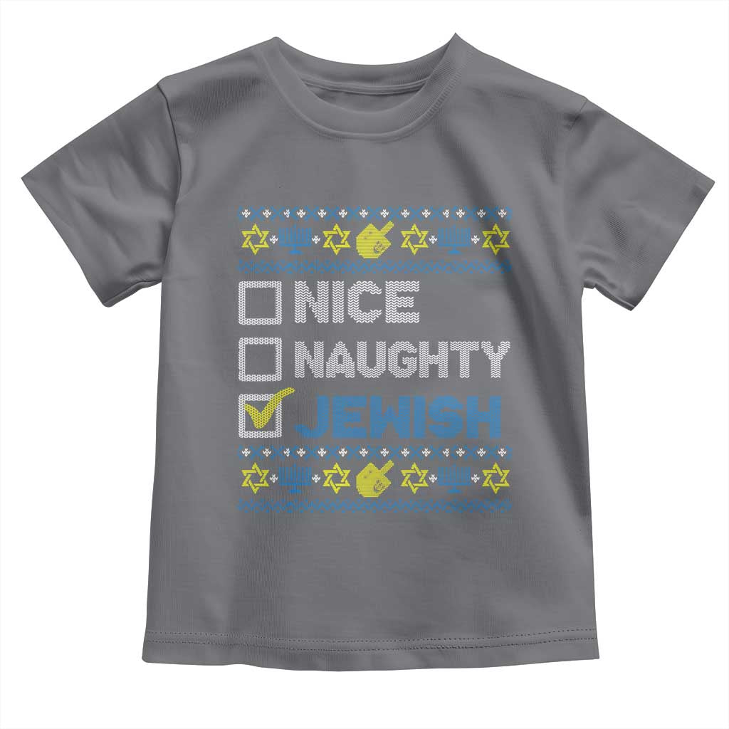 Nice Naughty Jewish Ugly Hanukkah Toddler T Shirt Chanukah Jew Gift - Wonder Print Shop
