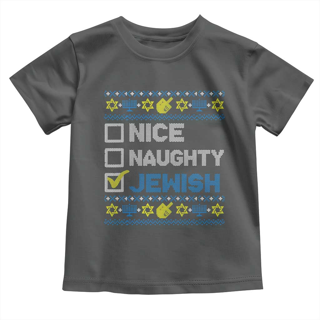 Nice Naughty Jewish Ugly Hanukkah Toddler T Shirt Chanukah Jew Gift - Wonder Print Shop